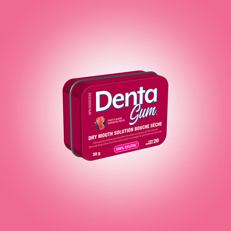 Denta Gum Fruits Tins 20 Boitier Gomme Bouche Seche Dry Mouth Gum